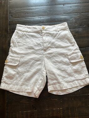 Sundance White Cargo Linen-Blend Shorts
